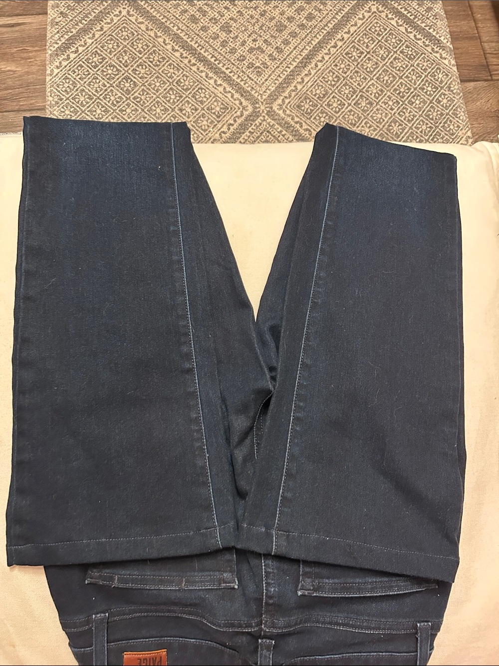 PAIGE Women's Dark Blue Manhattan Slim/Bootcut Denim Jeans - Picture 6 of 7